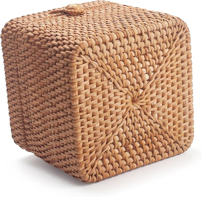 Woven Rattan Square Tissue Box: Natural Texture, Exquisite Craftsmanship, a Good Storage Item for Multiple Scenarios