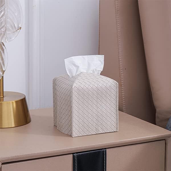 Beige Woven - Pattern Tissue Box Cover: Suitable for Multiple Scenarios, Convenient, Practical and Beautiful