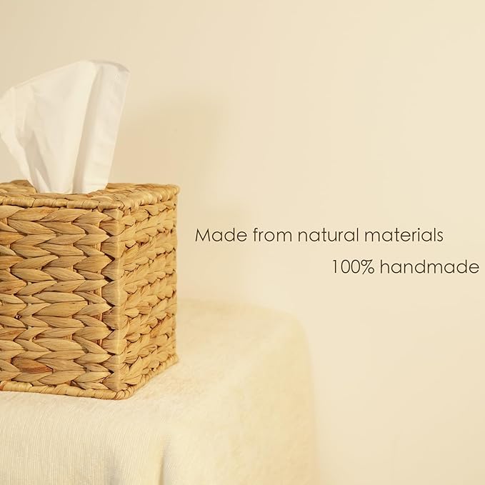 Hand - Woven Natural Material Square Tissue Box: Beautiful and Practical, Easily Adapting to Various Scenarios