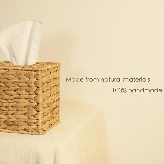 Hand - Woven Natural Material Square Tissue Box: Beautiful and Practical, Easily Adapting to Various Scenarios