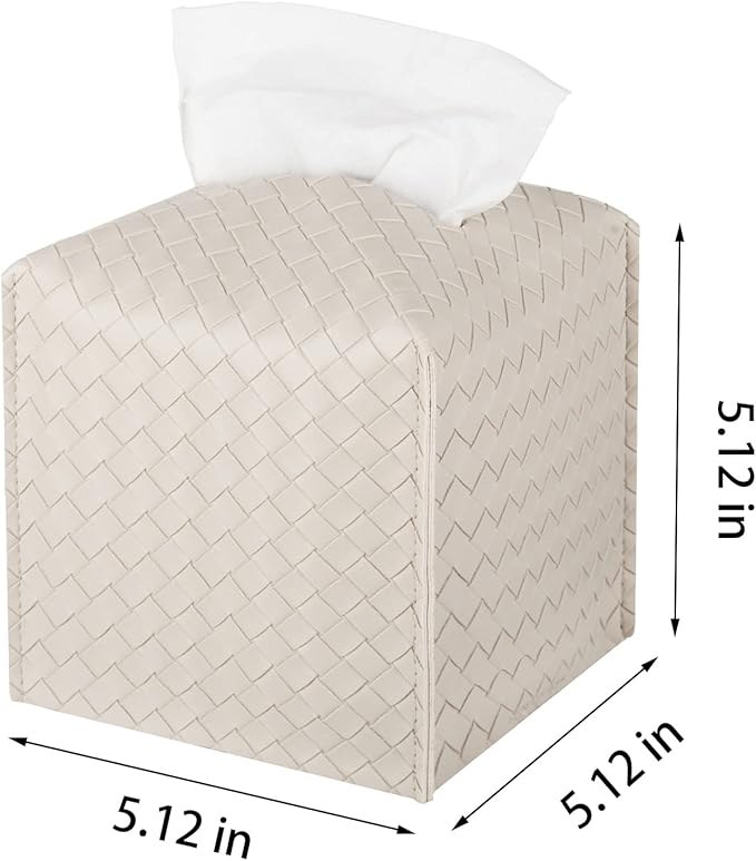 Beige Woven - Pattern Tissue Box Cover: Suitable for Multiple Scenarios, Convenient, Practical and Beautiful