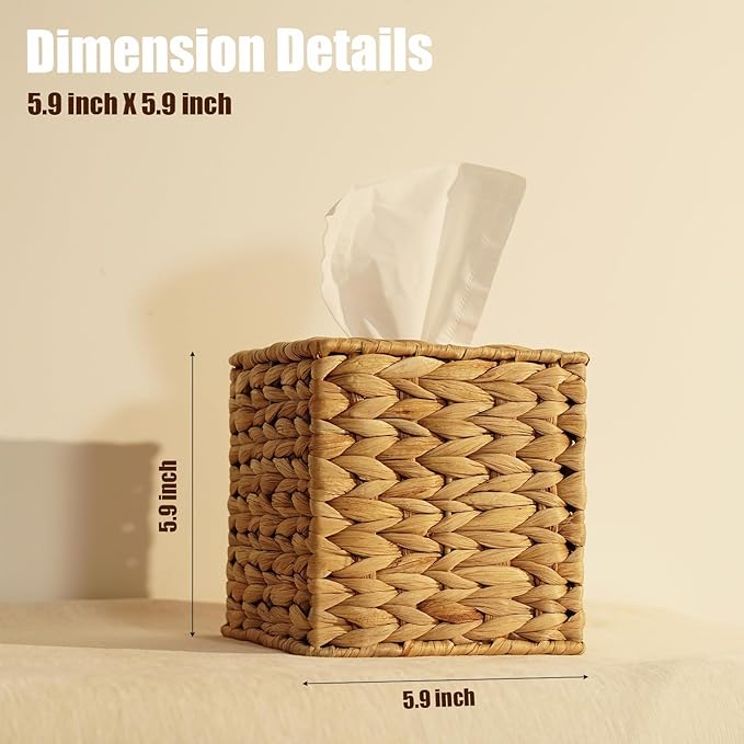 Hand - Woven Natural Material Square Tissue Box: Beautiful and Practical, Easily Adapting to Various Scenarios