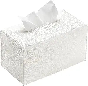 White Leather - Like Tissue Box: Waterproof, Dustproof and Easy to Clean, Suitable for Multiple Scenarios