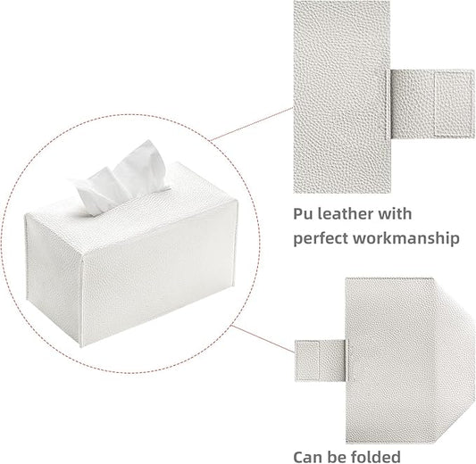 White Leather - Like Tissue Box: Waterproof, Dustproof and Easy to Clean, Suitable for Multiple Scenarios