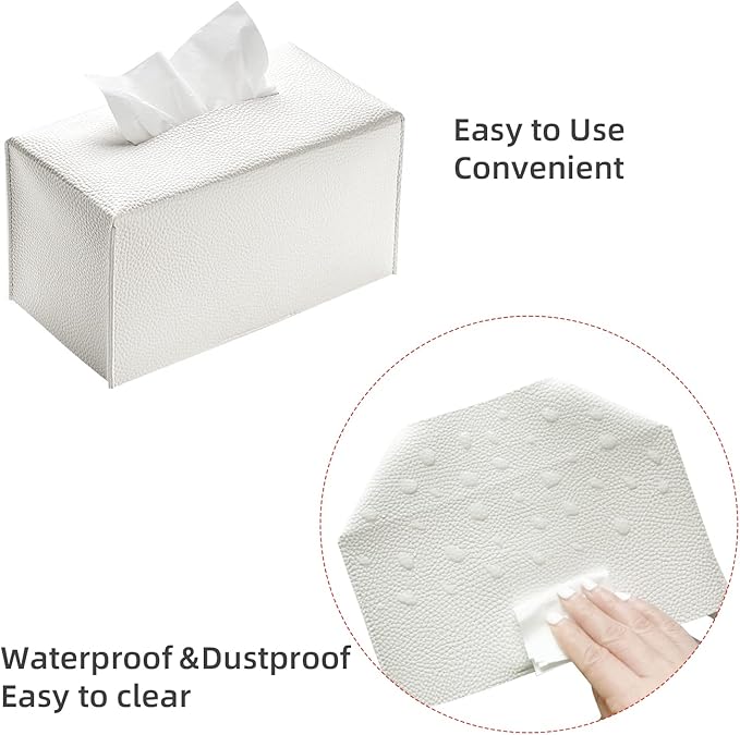 White Leather - Like Tissue Box: Waterproof, Dustproof and Easy to Clean, Suitable for Multiple Scenarios