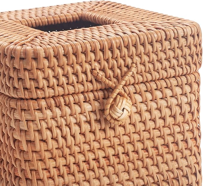 Woven Rattan Square Tissue Box: Natural Texture, Exquisite Craftsmanship, a Good Storage Item for Multiple Scenarios