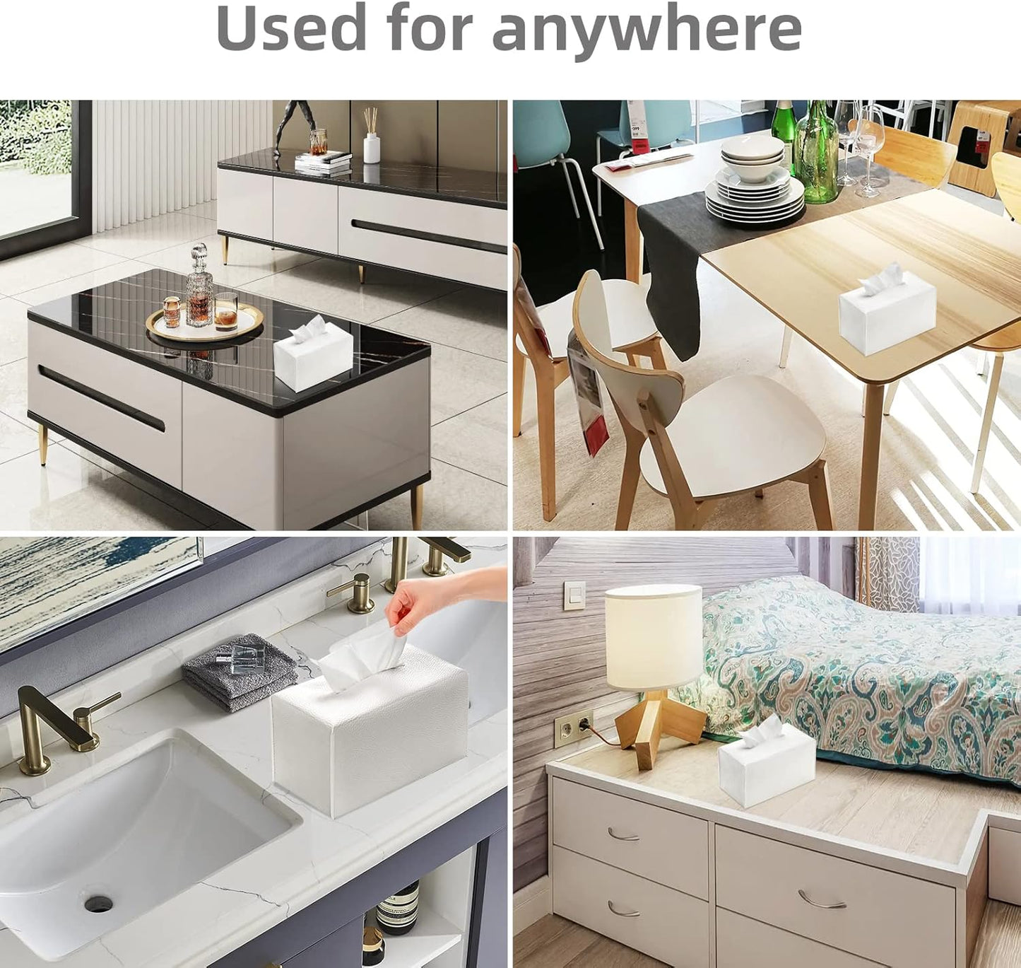 White Leather - Like Tissue Box: Waterproof, Dustproof and Easy to Clean, Suitable for Multiple Scenarios